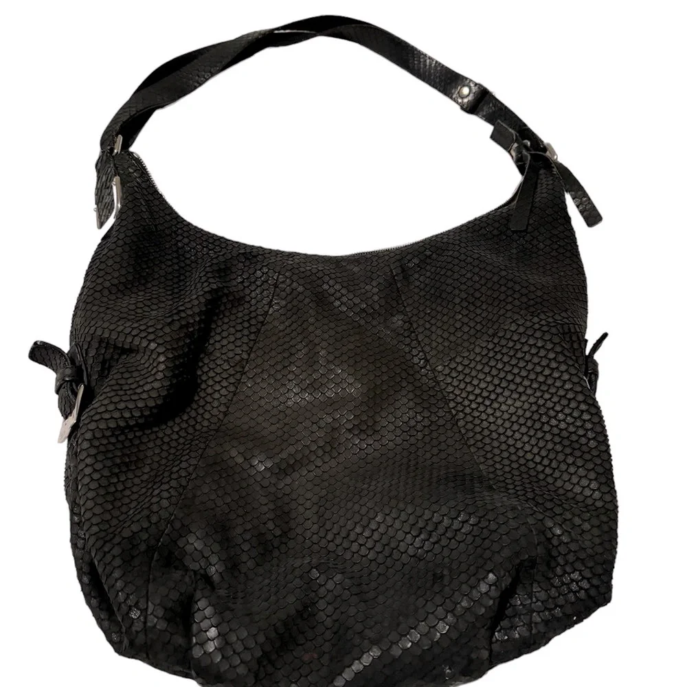 Vintage Stuart Weitzman Snake Skin Hobo Bag. Black. GUC